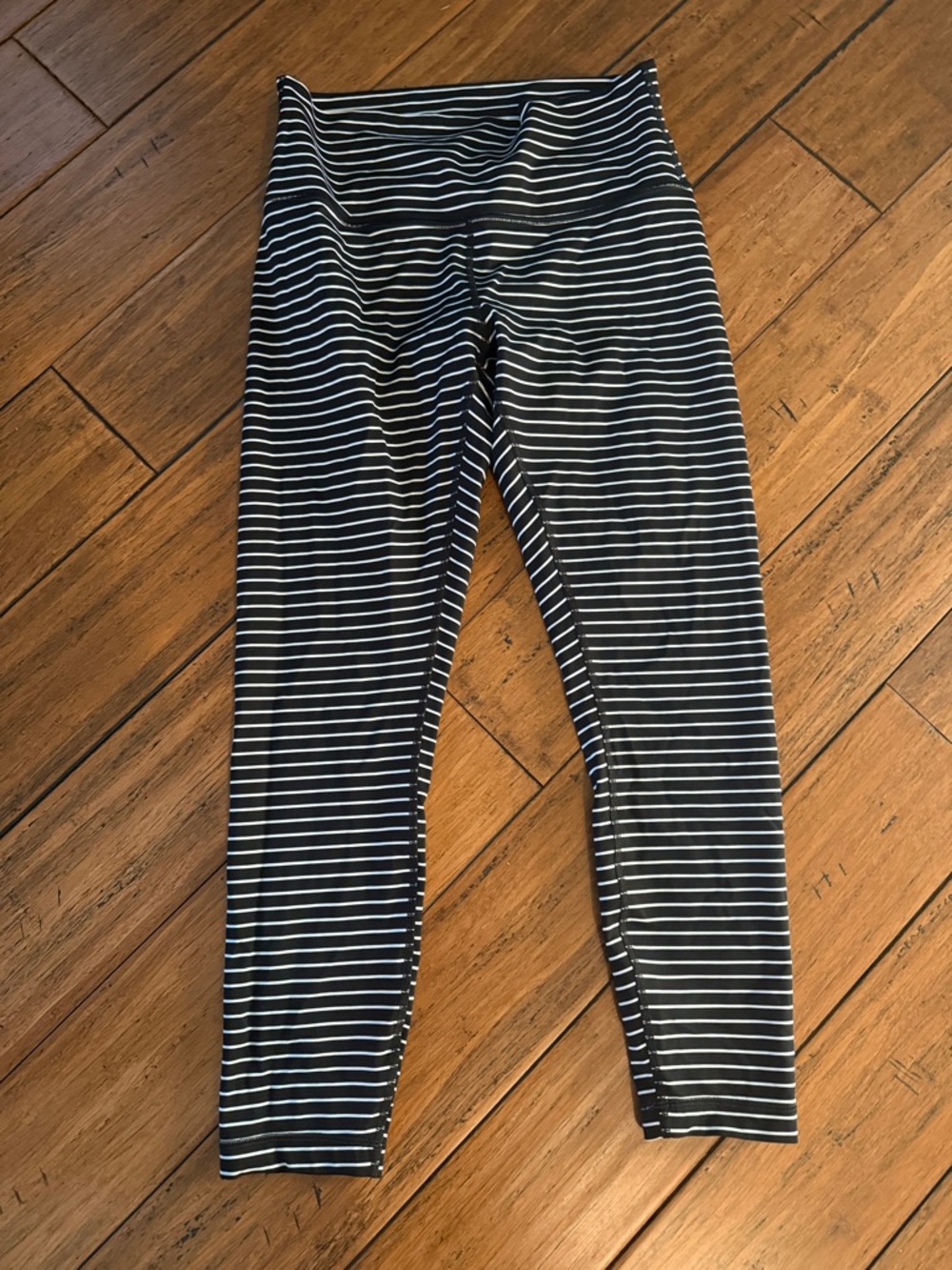 lululemon athletica Black & White Striped High-Rise Leggings